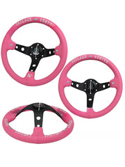 13-inch Universal Lightning Leather Double Sided Embroidery Steering Wheel