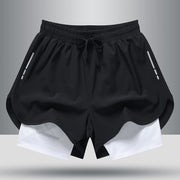 Men's Drawstring Sports Shorts Double Layer Quick Dry High Elasticity Activewear Pants