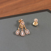 Women's Fashion Geometry Pattern Design Niche Zircon Rose Gold Earrings