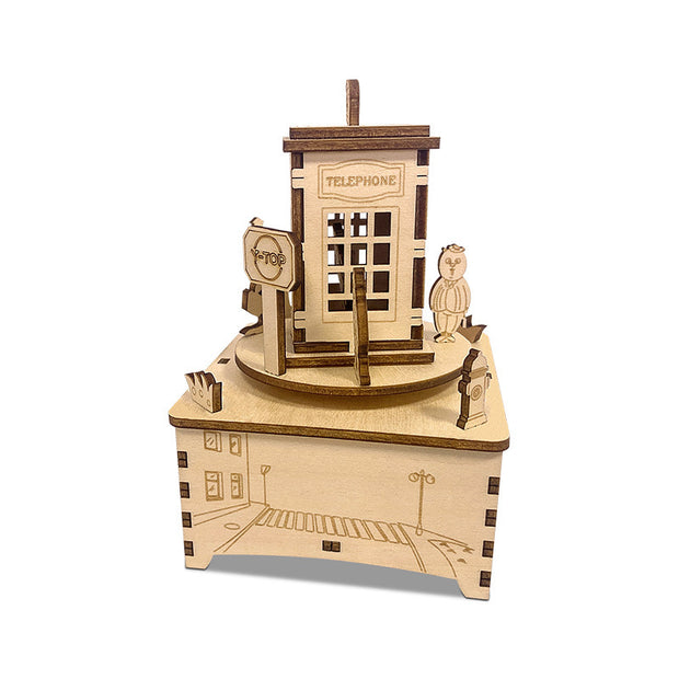 Wooden Music Box Telephone Booth Furniture