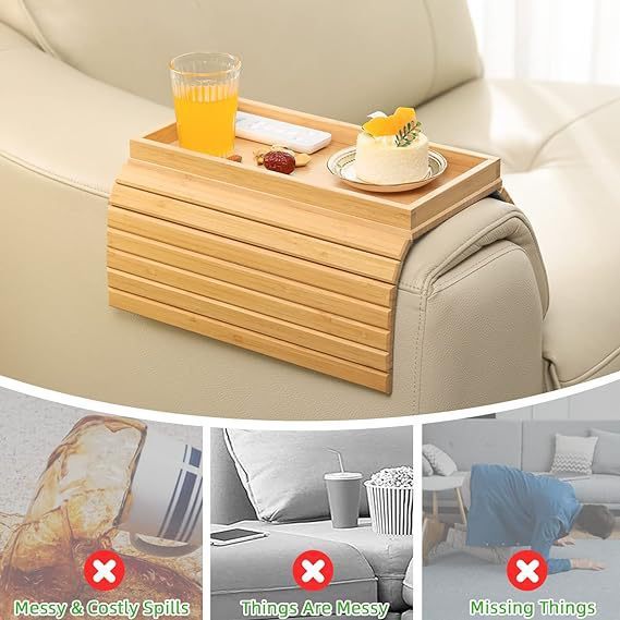 Foldable Tray For Snacks, Fruits And Beverages, Sofa Storage Tray