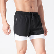 Men's Drawstring Sports Shorts Double Layer Quick Dry High Elasticity Activewear Pants