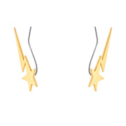 18K Gold Titanium Steel Pentagram Lightning Ear